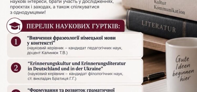 Реєстрація учасників наукових гуртків кафедри німецької мови Реєстрація учасників наукових гуртків кафедри німецької мови